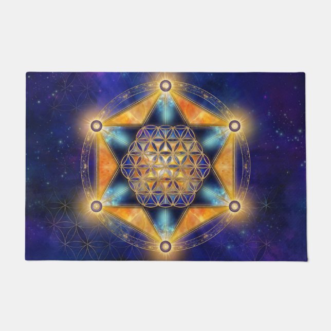Felpudo Flor de vida Estrella Merkaba - Geometría sagrada (Anverso)