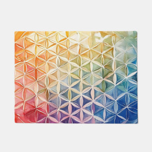 Felpudo Flor de vida - Pintura de acuarela