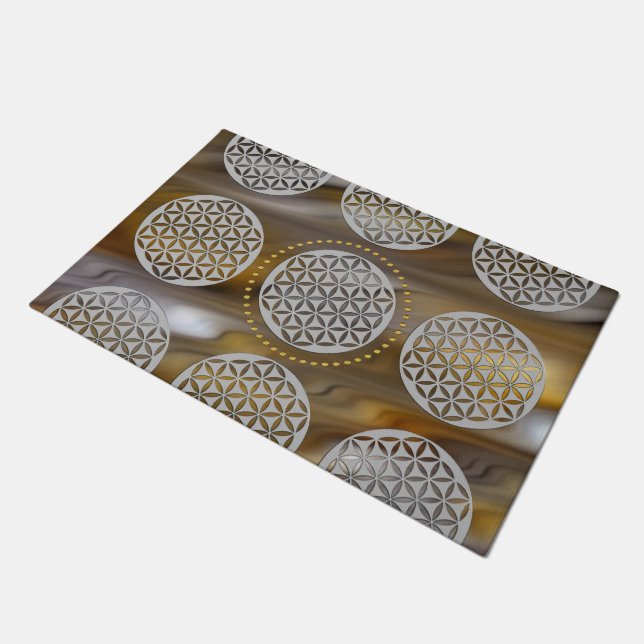 Felpudo Flor de vida - plata punteada + tus ideas (Angular)