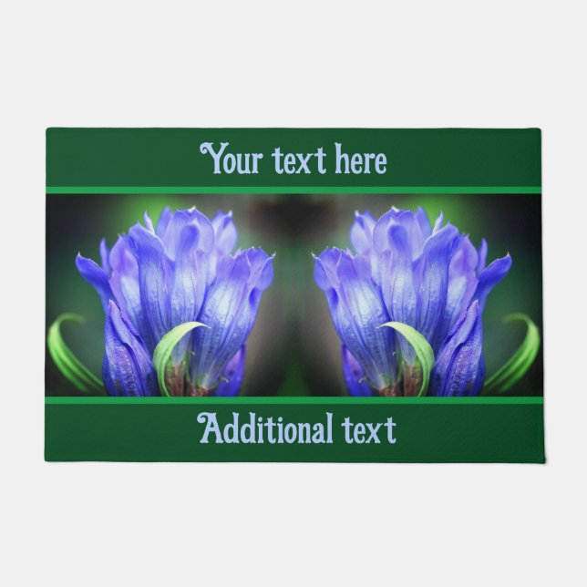 Felpudo Flor gentiana azul personalizada (Anverso)