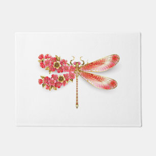Felpudo Flor libélula con sakura de joyas