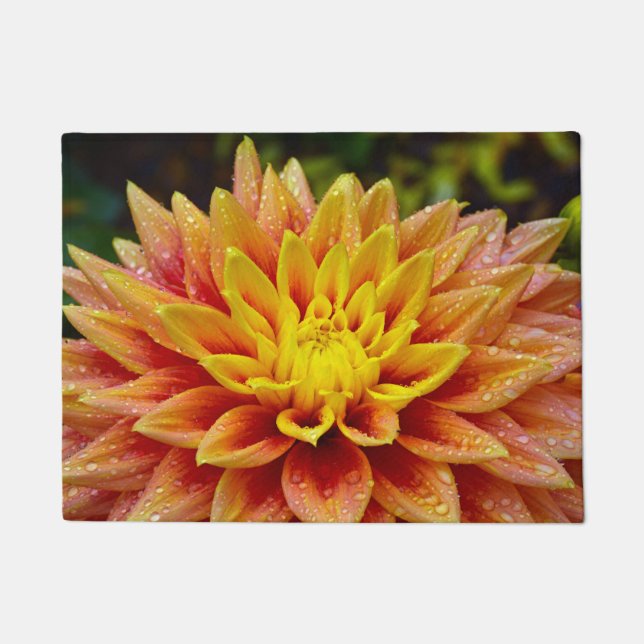 Felpudo flor naranja dahlia (Anverso)