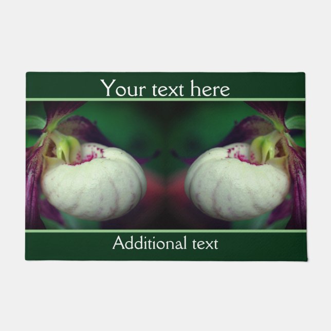 Felpudo Flor Orquídea de la Mujer Blanca Personalizada (Anverso)