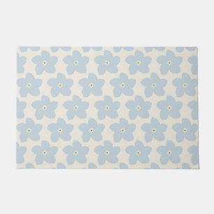 Felpudo Flor Retro Azul Claro y Crema