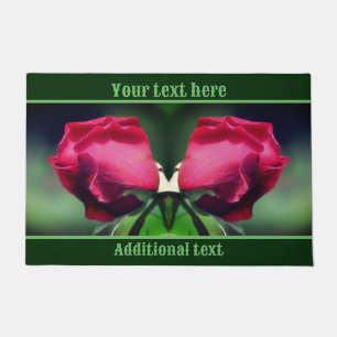 Felpudo Flor roja rosebud en curva personalizada