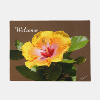 Felpudo Flor rosa amarilla Hibiscus Doormat