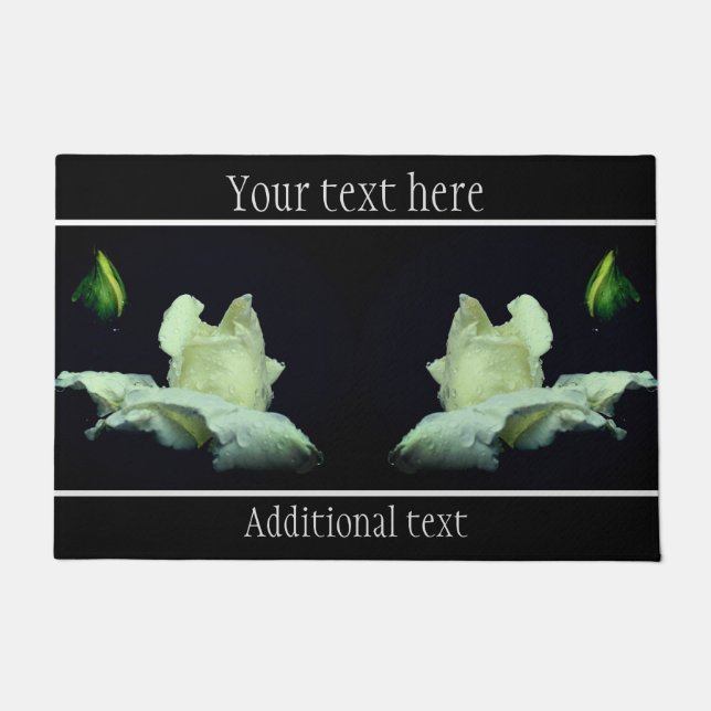 Felpudo Flor rosa blanca pesonalizada (Anverso)