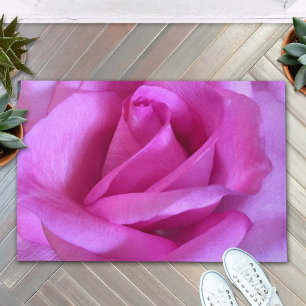 Felpudo Flor rosa rosada foto de cierre negrita moderna
