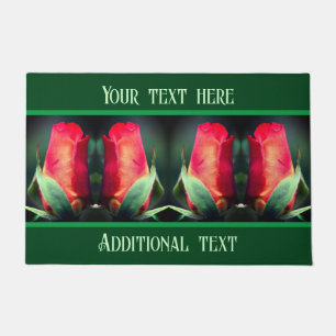 Felpudo Flor Rosebud roja personalizada