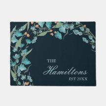 Flor silvestre acuarela azul marina establecida