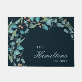 Felpudo Flor silvestre acuarela azul marina establecida