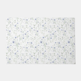 Felpudo Flor Silvestre Acuarela Azul Salvia