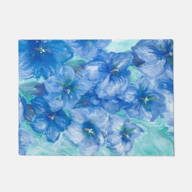 Felpudo Flor silvestre de la montaña Gentiana azul (Anverso)