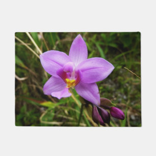 Felpudo Flor tropical púrpura de orquídea salvaje