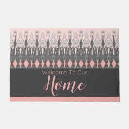 Felpudo Flora Gris Y Rosa