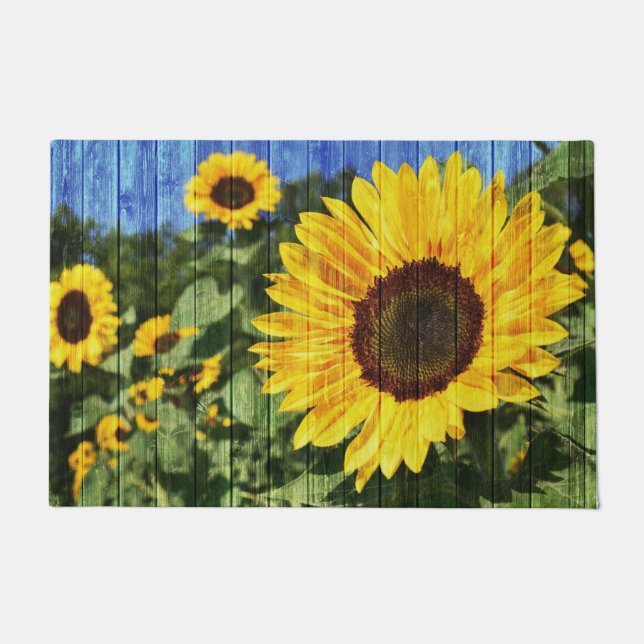 Felpudo Flora pintada de girasoles (Anverso)