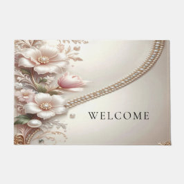 Felpudo Floral and Pearl Embellishments Doormat