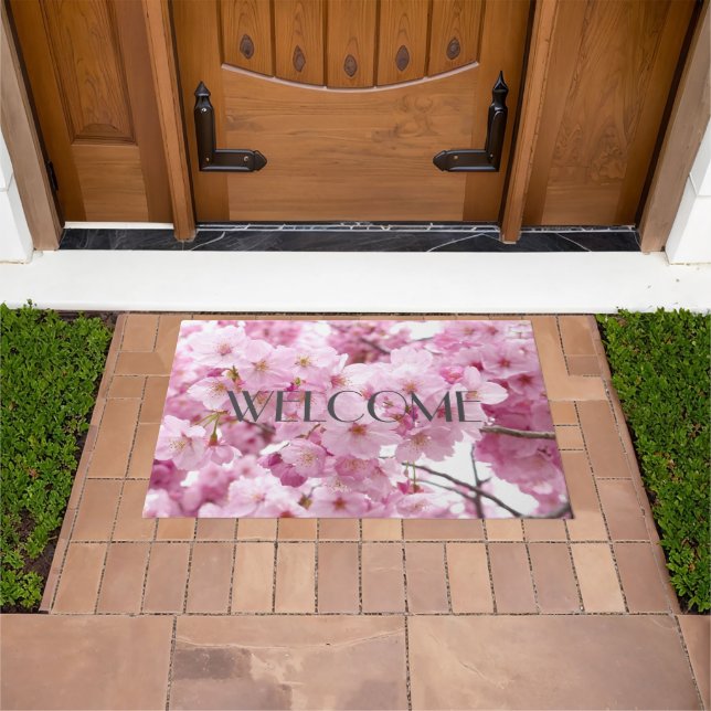 Felpudo Floral de cerezo rosa Sakura (Exterior)