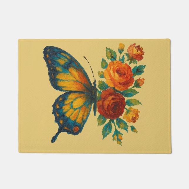 Felpudo Floral de mariposa (Anverso)