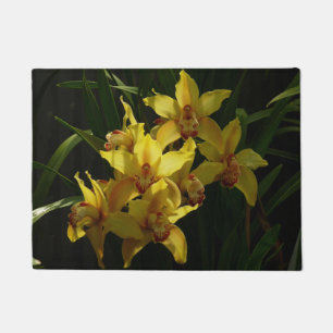 Felpudo Floral de orquídeas amarillas soleadas