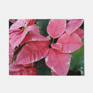Felpudo Floral de vacaciones de poinsettias de mármol de e