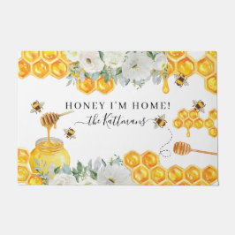 Felpudo Floral Honeycomb Bumble Bee | Monograma