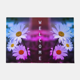 Felpudo Floral Morada Y Azul Colorida Y Moderna