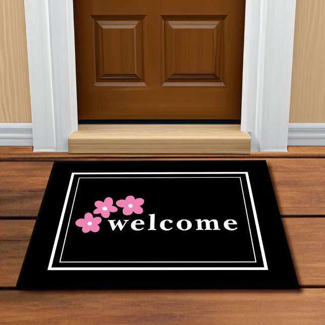 Felpudo Floral Negro Blanco Moderno (Subido por el creador)