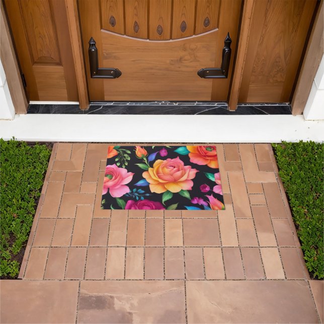 Felpudo Floral Patern Rosa Door Mat (Exterior)