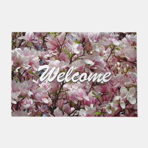 Felpudo Floral Pink Purple Moderno Bienvenida Profesional