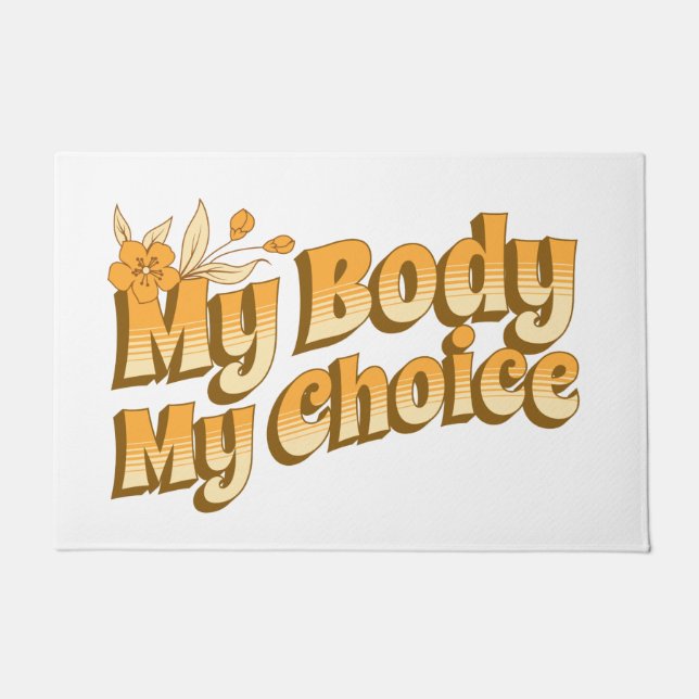 Felpudo Floral Retro mi cuerpo mi elección Derechos de la  (Anverso)
