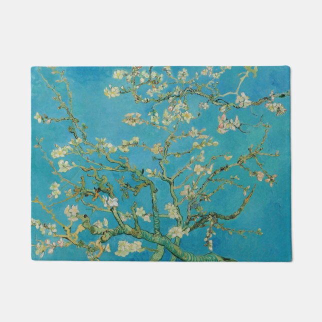 Felpudo Floreciente árbol de almendros por Van Gogh (Anverso)