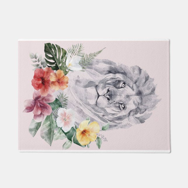 Felpudo Flores animales de león (Anverso)