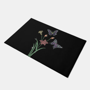 Felpudo Flores anudadas de primavera mariposa Diamante de 
