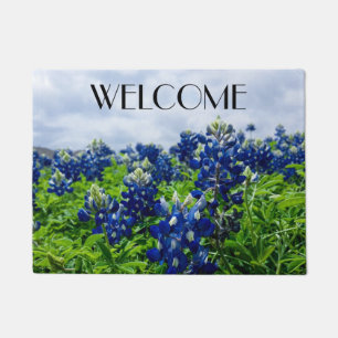 Felpudo Flores azules azul Texas texan Floral