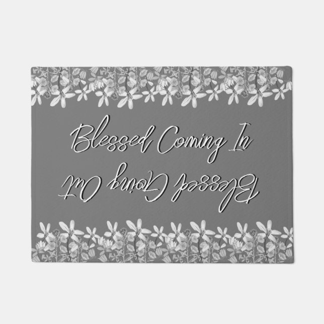 Felpudo Flores Blancas Bendecidas De Salir En Bendición (Anverso)