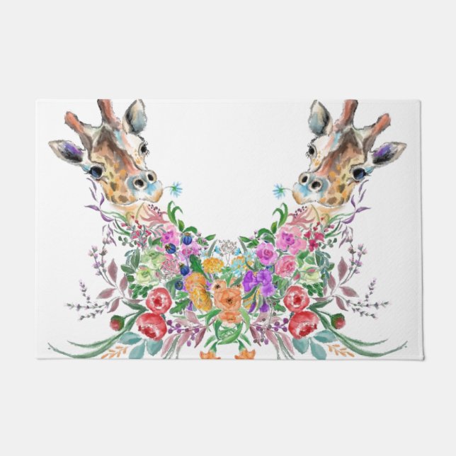 Felpudo Flores coloridas Girafes Doormats (Anverso)