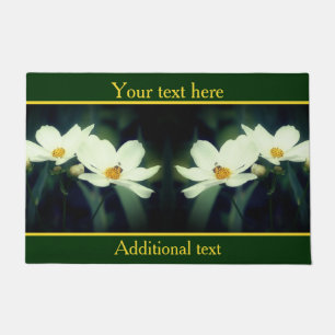 Felpudo Flores Cosmos Blancas Con Abeja Personalizada