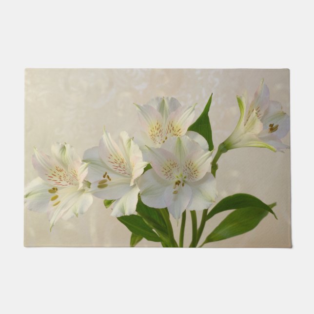 Felpudo Flores de alstomería blanca (Anverso)