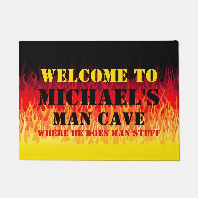 Felpudo Flores de arcos calientes rojos - Cueva masculina (Anverso)