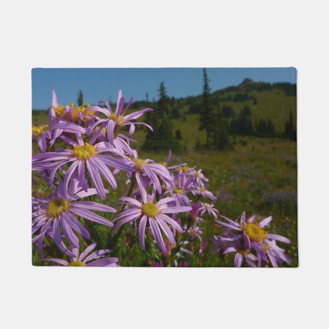Felpudo Flores de Aster Púrpura en Mount Rainier (Anverso)