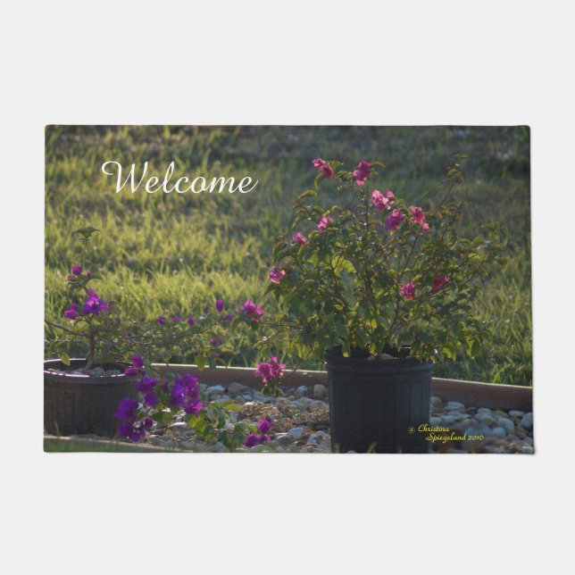 Felpudo Flores de Bougainvillea Bienvenida Spiegeland Door (Anverso)