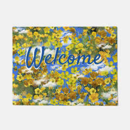 Felpudo Flores de Butercup de primavera en las nubes