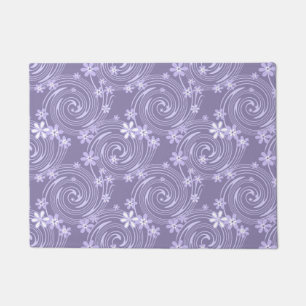 Felpudo Flores de color lavander de remolinos violeta sin