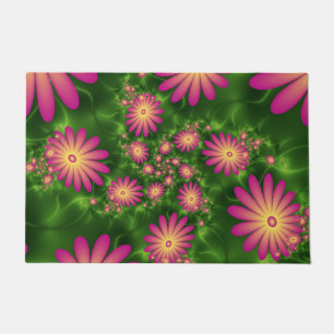 Felpudo Flores de fantasía rosa arte fractal abstracto mod