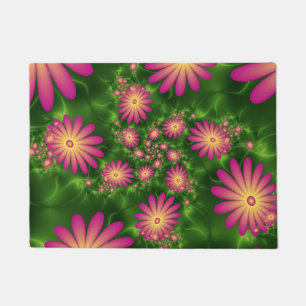Felpudo Flores de fantasía rosa arte fractal abstracto mod