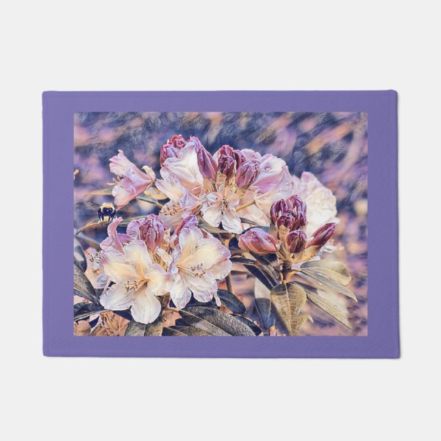 Felpudo Flores de flores de azeea morada acuarela Door Mat (Anverso)