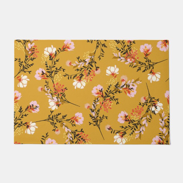 Felpudo flores de fondo amarillo (Anverso)