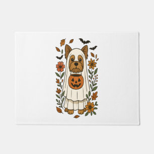 Felpudo Flores de Halloween Yorkshire Terrier Halloween