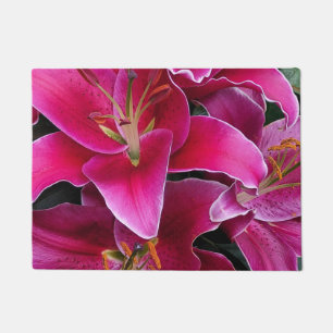 Felpudo Flores de lirio con estrellas rosadas